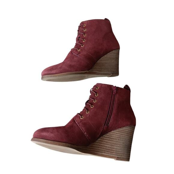 New with Tags Diba Stitch Fix Blake Suede Bootie Burgundy Wedge SZ 9 - Picture 5 of 13